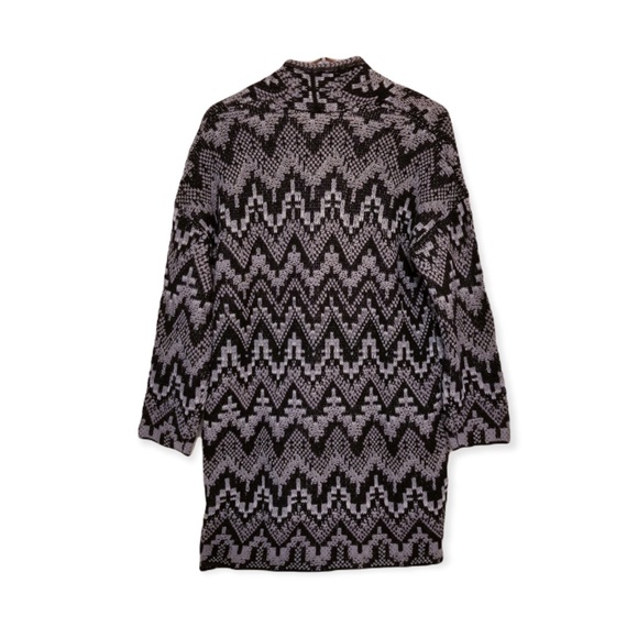 LUCKY BRAND Black & Gray Ikat Print Open Front Cardigan M NWT - Picture 3 of 7